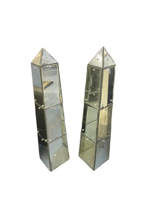 Lot 34 - A pair of Venetian glass mirrored obelisks,...