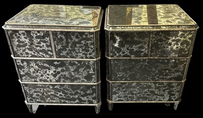 Lot 83 - A pair of modern mirrored chests of two short...