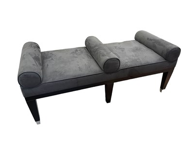 Lot 106 - A modern black upholstered window seat, width...