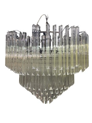 Lot 157 - A modern two tier glass rod droplet chandelier,...