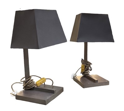 Lot 180 - A pair of modern contemporary bronzed table...