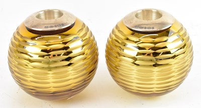 Lot 630 - A pair of modern yellow cut glass hallmarked...