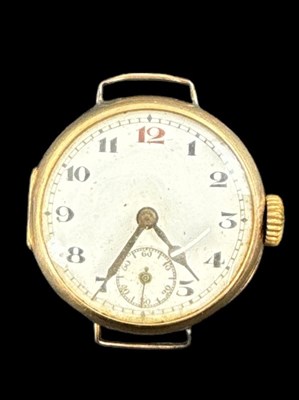 Lot 873 - A 9ct yellow gold wristwatch head with white...