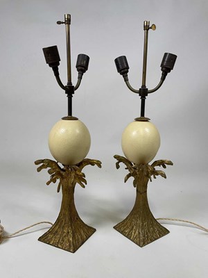 Lot 573 - A pair of contemporary gilt metal ostrich egg...