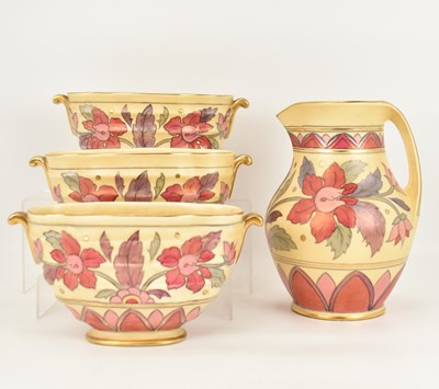 Lot 320 - CROWN DUCAL; four Charlotte Rhead inspired...