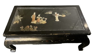 Lot 1012 - A 20th century Chinese ebonised and hardstone...