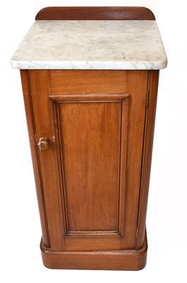 Lot 1584 - A Victorian marble top pot cupboard, the...
