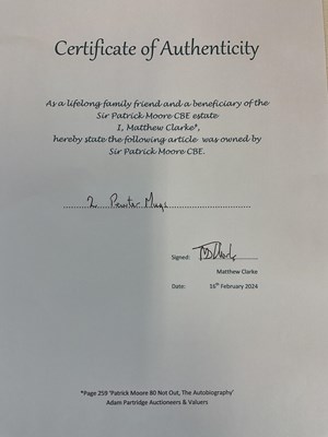 Lot 71 - SIR PATRICK MOORE CBE HON FRS FRAS (1923-2012);...