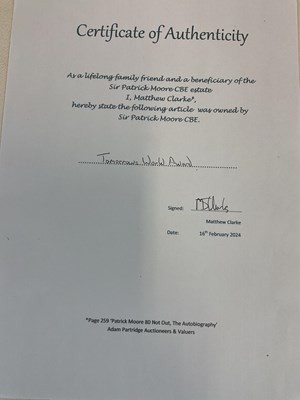 Lot 68 - SIR PATRICK MOORE CBE HON FRS FRAS (1923-2012);...