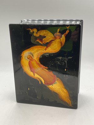 Lot 155 - PEGOCKUHO; a Russian lacquered rectangular...