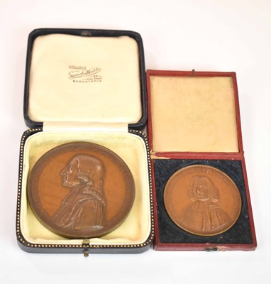 Lot 157 - Two bronze Wesleyan medallions, diameters 66mm...