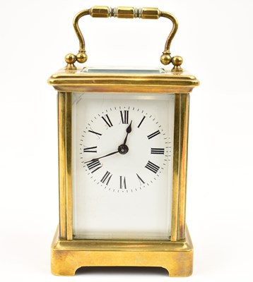 Lot 80 - A 20th century French brass carriage clock...