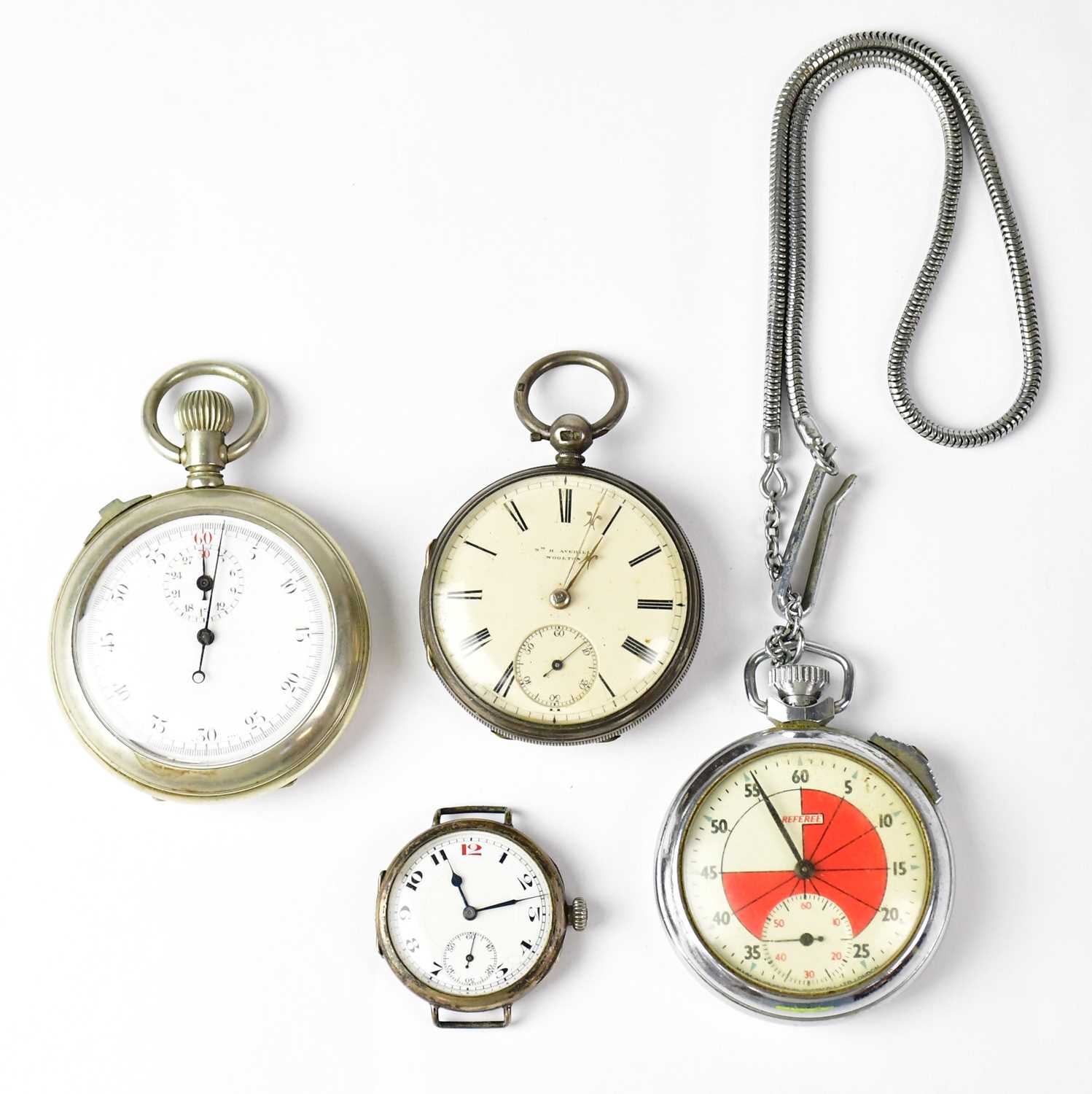 Lot 867 - A military silver plated stopwatch, the inside...