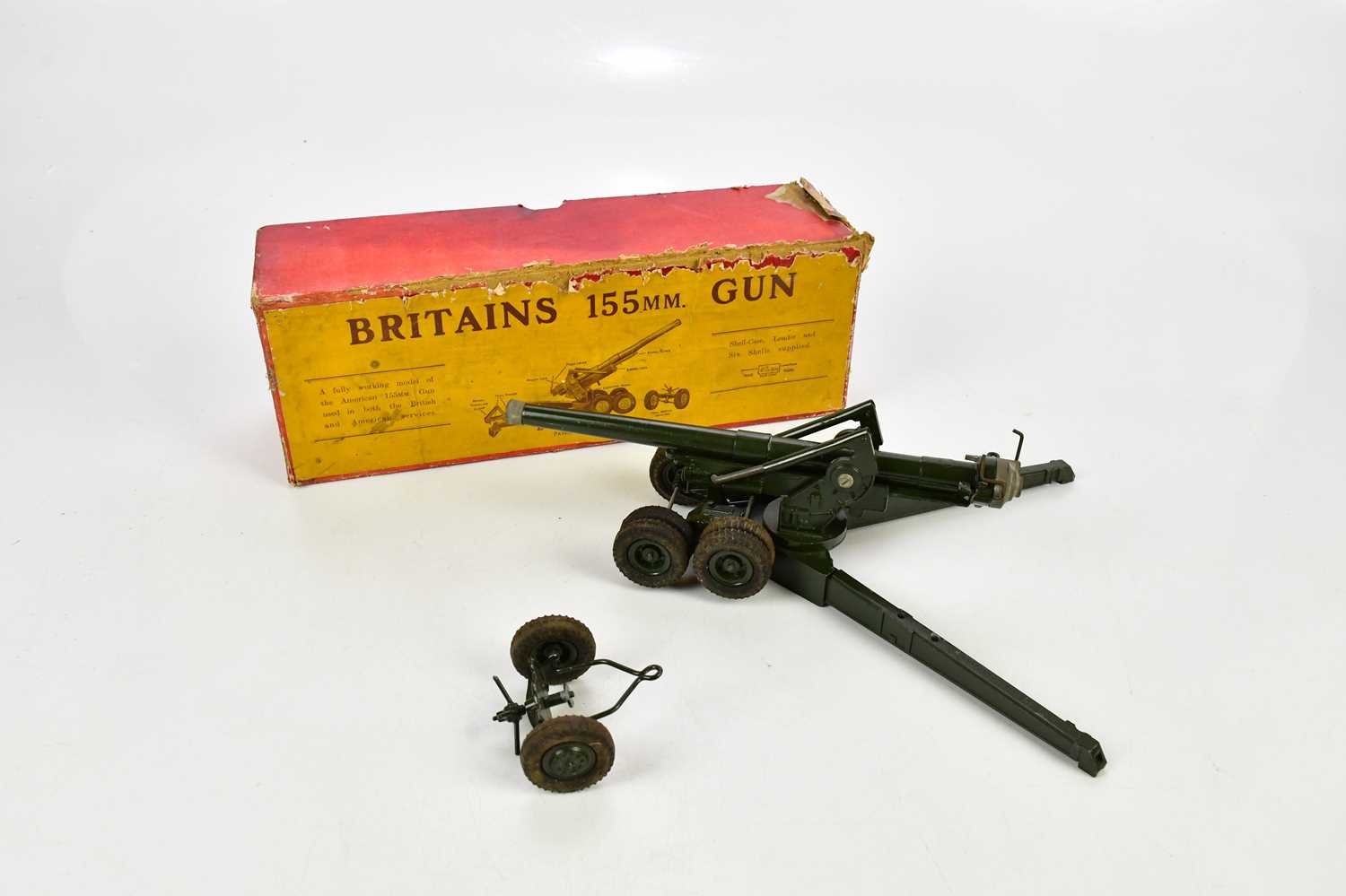 Lot 301 - BRITAINS SOLDIERS; a diecast model 155mm gun,...