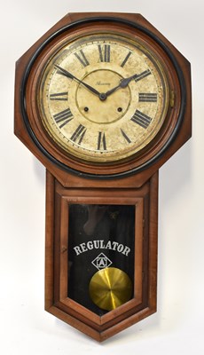Lot 84 - ANSONIA; a regulator wall clock, the white...