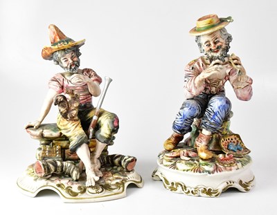 Lot 362 - CAPODIMONTE; two figures of seated bearded...