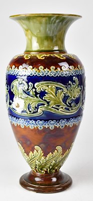 Lot 280 - DOULTON LAMBETH; a baluster vase with band of...