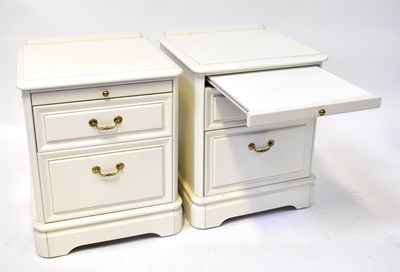 Lot 53 - A pair of modern white painted bedside drawers,...