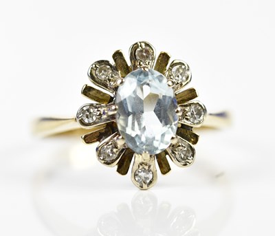 Lot 163 - An 18ct yellow gold aquamarine and diamond...