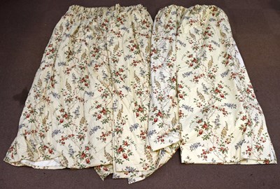 Lot 116 - Five pairs of lined and interlined floral...