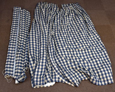 Lot 114 - Two pairs of lined and interlined blue gingham...