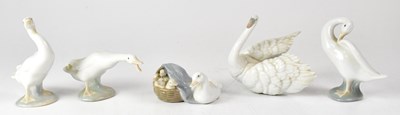 Lot 365 - LLADRÓ; four figures of geese and swan, and a...