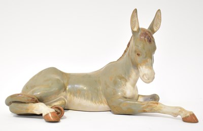 Lot 377 - LLADRÓ; a Nativity donkey figure with satin...