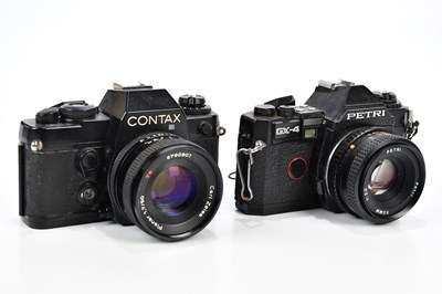 Lot 450 - Two 35mm SLR cameras, comprising a Contax 139...