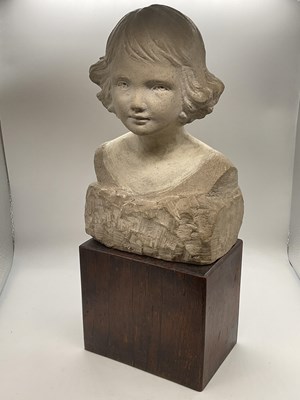 Lot 445 - ALFREDA BERESFORD; a carved white marble bust...