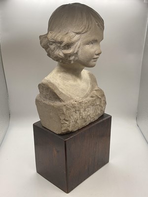 Lot 445 - ALFREDA BERESFORD; a carved white marble bust...