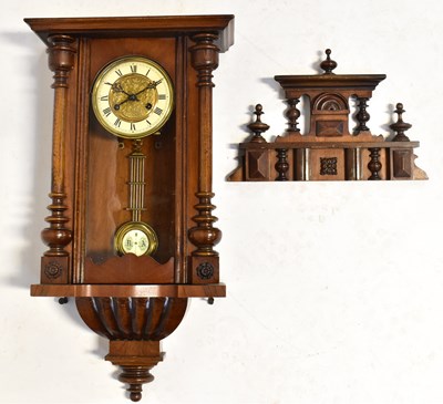 Lot 98 - A spring driven Vienna-style wall clock, twin...