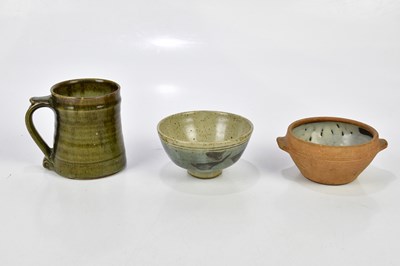 Lot 2658 - LEACH STONEWARE; three pieces including mug,...