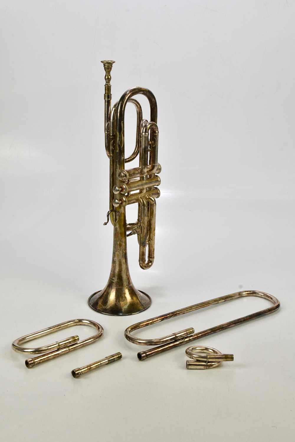 Nafir Instrument Lot 1115 - LAFLEUR, LONDON; a nickle plated trumpet