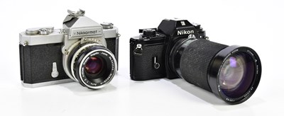 Lot 432 - NIKON; two Nikon SLR 35mm film cameras,...