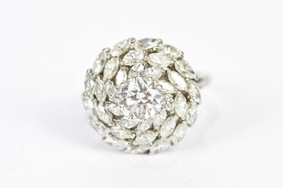 Lot 39 - A platinum diamond dress ring, with central...