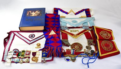 Lot 348 - A collection of Masonic regalia, to include...