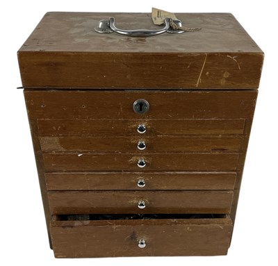 Lot 340 - A mid century six drawer doctor's box, with...