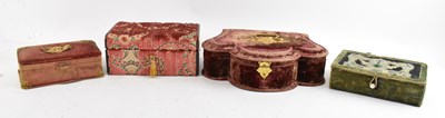 Lot 378 - A group of four floral decorated velvet...