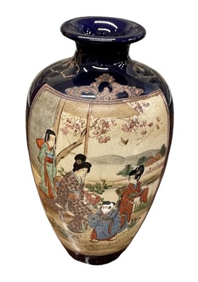 Lot 1213 - A Japanese Meiji period Satsuma vase decorated...