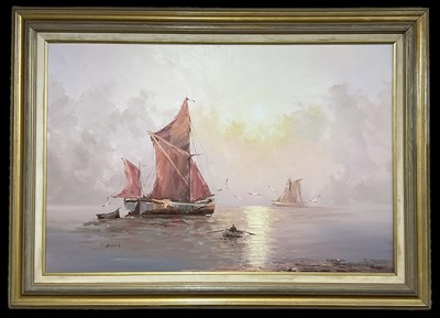 Lot 237 - L ALEXIS; a modern oil on canvas, shipping...