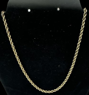 Lot 691 - A 9ct yellow gold rope twist necklace, length...