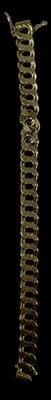 Lot 690 - A yellow metal chunky flattened link bracelet,...