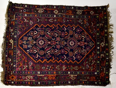 Lot 57 - An Iranian Kashgai blue ground hand knotted rug