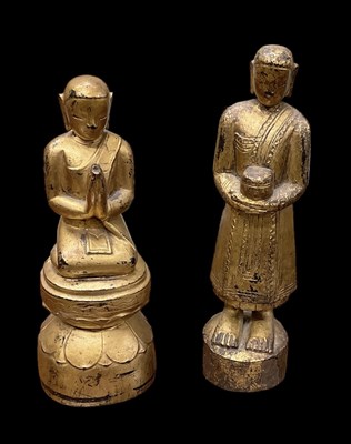 Lot 1046 - A Burmese gilt wood figure of Buddha praying,...