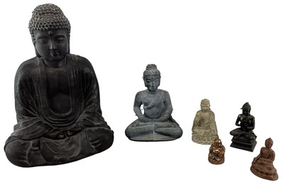 Lot 1214 - A group of six modern Chinese models of Buddha,...