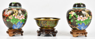 Lot 1218 - A pair of 20th century Chinese cloisonné...