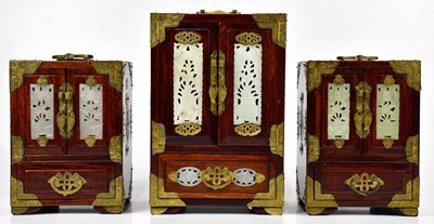 Lot 1219 - Three modern Chinese jewellery cabinets with...