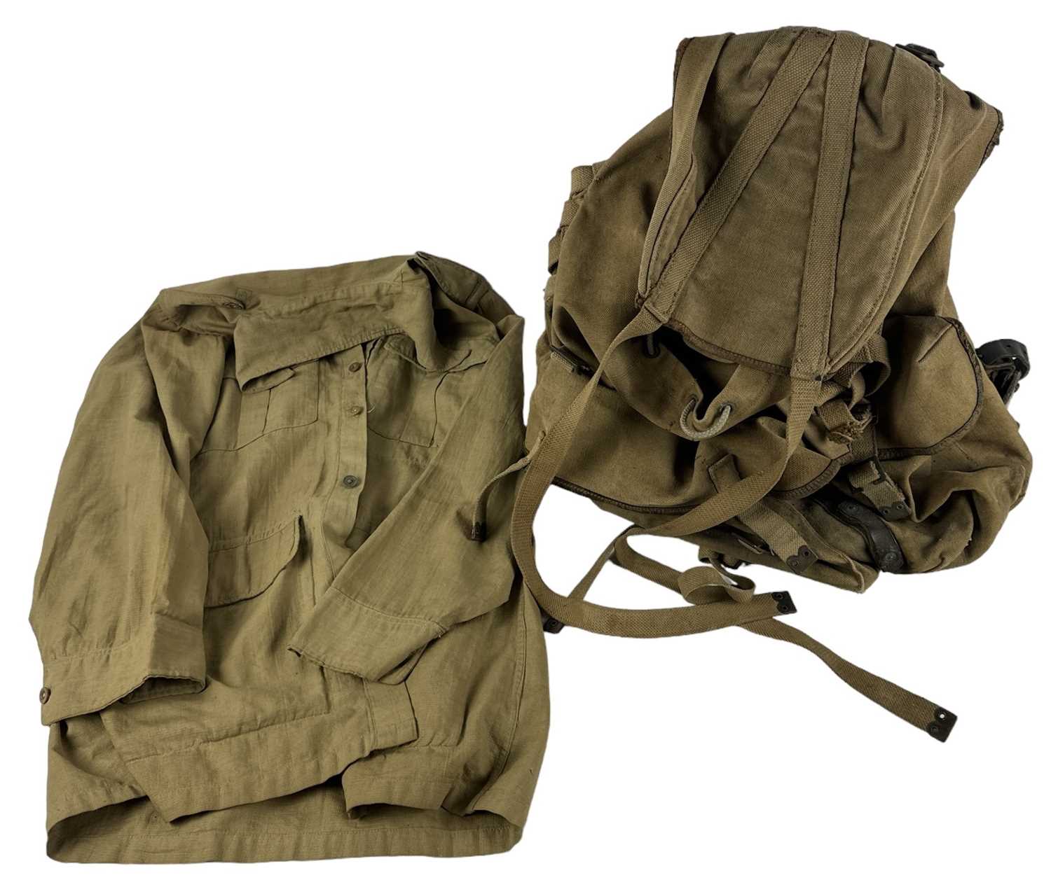 Lot 400 - A 1950s army issue backpack and a safari...