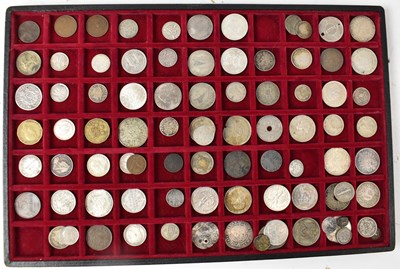 Lot 814 - A tray of all world coinage including silver...