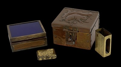 Lot 360 - An Arts and Crafts copper clad trinket box...